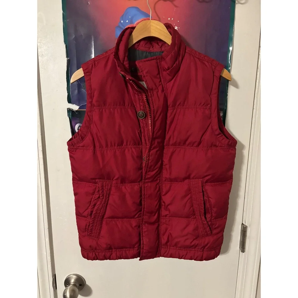 Abercrombie Kids Red Kempshall Puffer Vest Boys Size Large Quilted Sleeveless